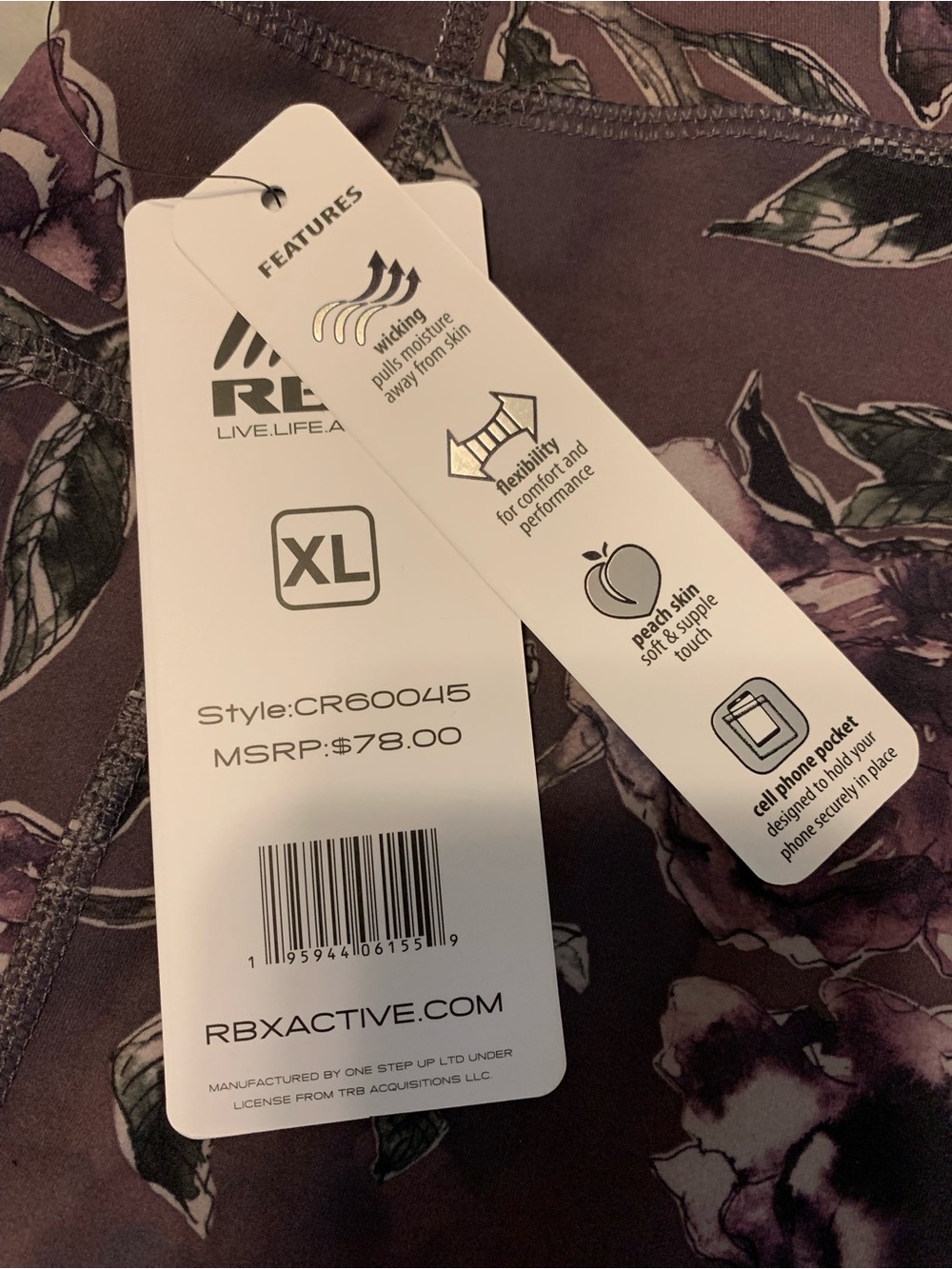Floral Print Purple Active Leggings RBx xl - Picture 3 of 3
